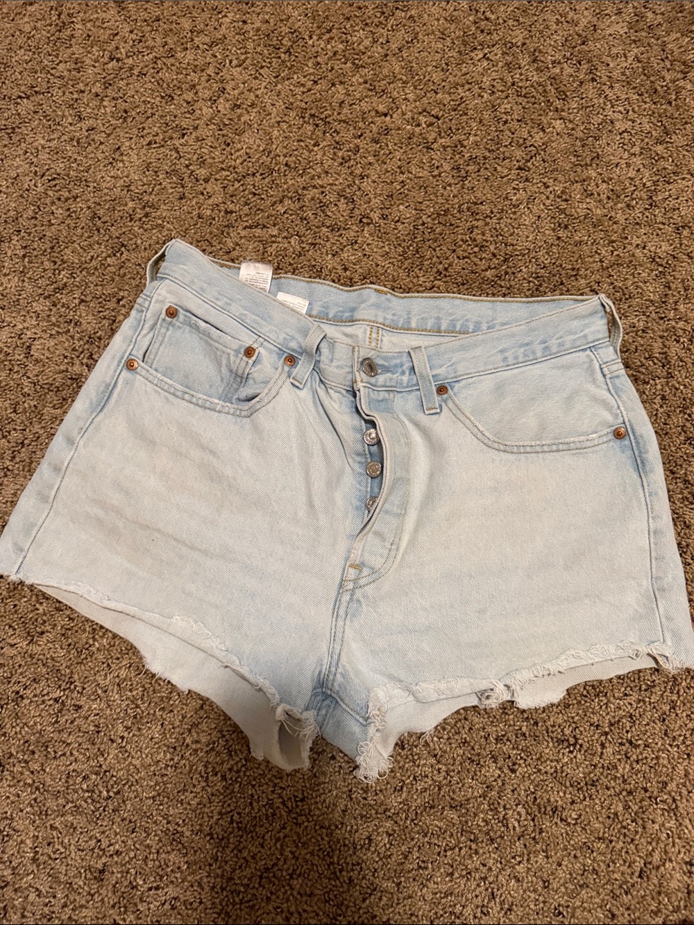 Levi's Light Blue High-Rise Cutoff Jean Shorts